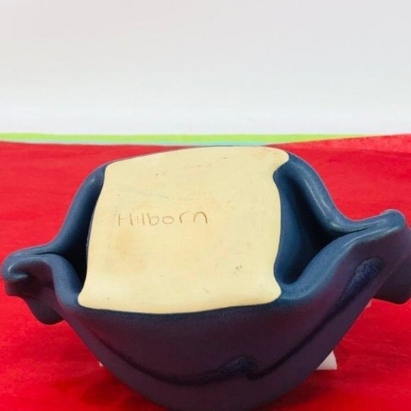 Nancy Hilborn's Sculpture Bowl Pinched Abstract Periwinkle Glaze Bowl - Picture 7 of 7